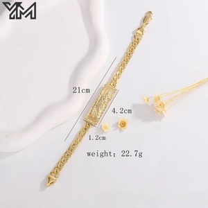 Bracciale Classico Religioso San Giuda con Croce, in Rame Placcato Oro, Semplice ed Elegante, per Uomo e Donna - Product Image 2