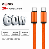 Kabel USB PD 60W Desain Magnetik Kabel Datar Berlapis Aluminium Alloy Kompatibel untuk Laptop Monitor Ponsel