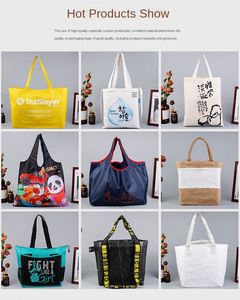 Sac fourre-tout en toile épaisse personnalisé avec logo imprimé, grande capacité, réutilisable, avec longue poignée, respectueux de l'environnement - Product Image 4