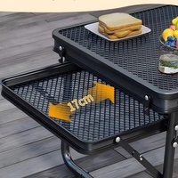 Table de camping pliante en métal de 70 cm avec plateaux latéraux, légère et portable, idéale pour pique-nique et barbecue en extérieur – Offre Spéciale