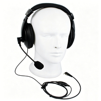 Headset Walkie-Talkie Over-Ear Dual-Ear dengan Peredam Kebisingan Aktif (ANC) VOX, Mikrofon Lipat, Driver Dinamis, Kabel 1.2m