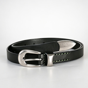 Cinturón de Cuero Genuino Negro, Hebilla Rectangular de Aleación, Cierre de Pasador, Duradero, Casual, 2.8cm de Ancho, Marca Tiyo - Product Image 1