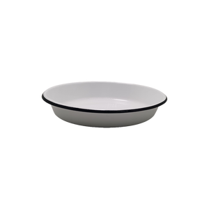 2025 Europe Assiette à vaisselle blanche de qualité alimentaire avec bord noir Offre Spéciale émail Plateau de cuisson Camping Ovale Rond Profond Épais Plats et Casseroles - Product Image 5