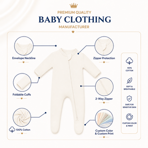 Combinaison bébé à fermeture éclair, 100% coton bio, douce, respirante, manches longues, couleur unie, prix de gros - Product Image 4