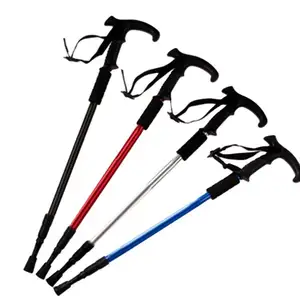 T Grip Lightweight Mountain Hiking Walking 6061 Aluminum Adjustable Trekking Pole with Rubber Tip