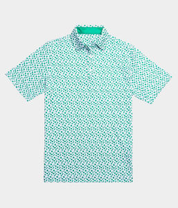 Polo en coton spandex imprimé respirant personnalisé OEM pour hommes vêtements de golf vert émeraude - Product Image 3