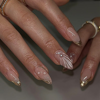 En gros 24 pièces/boîte presse sur les ongles avec de la colle Stiletto pointu amande ongles artificiels faux ongles personnalisés