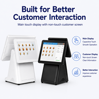 Terminal de point de vente tout-en-un de 15,6 pouces avec écran tactile capacitif, imprimante intégrée de 80 mm, double écran pour restaurant, commerce de détail