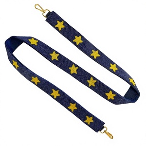 CRYSTAL CRAFT Modèle 4441 Sangle de sac à main vintage écologique perlée avec étoiles bleues et jaunes et crochets métalliques - Product Image 1