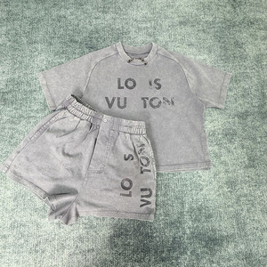 Ensemble <span class=keywords><strong>de</strong></span> T-shirts personnalisés à manches courtes <span class=keywords><strong>en</strong></span> coton respirant avec fermeture éclair, col élastique, imprimé caoutchouc vintage, délavage effet neige, style décontracté - Product Image 3