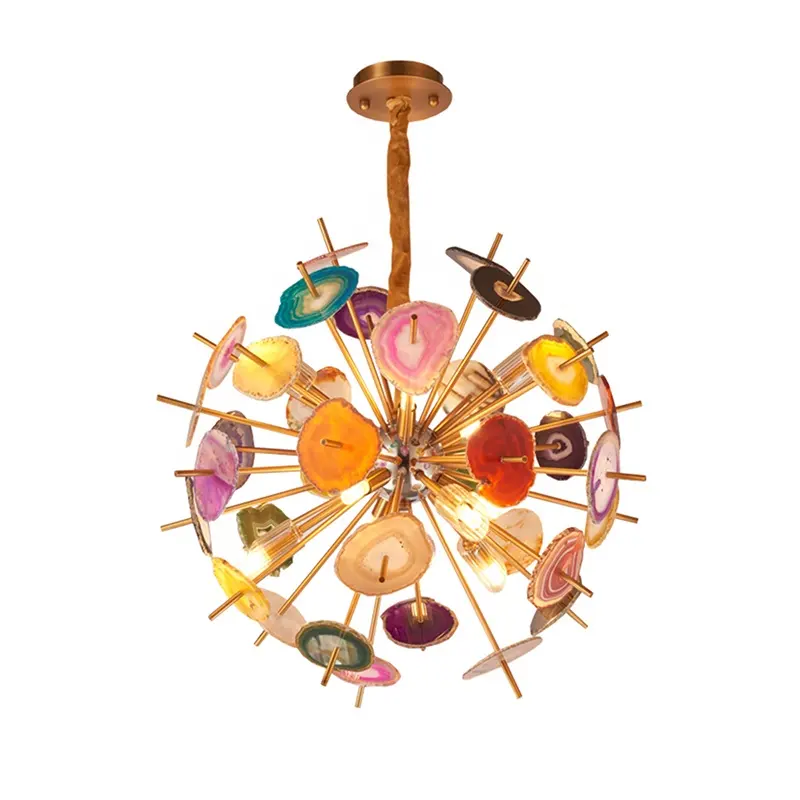 Modern luxury natural agate chandelier design decorative lighting for living room hotel living room