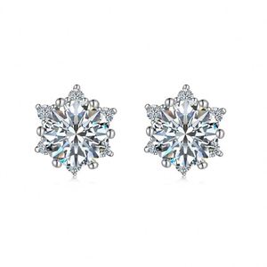 Dylam Winter Season Collection Top High Jewel S925 <b>Silver</b> 4.36ct D VVS1 Moissanite Stone Snowflake <b>Stud</b> Earrings for Women - Product Image 1
