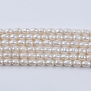 Perles d'eau douce de forme de riz de 7-8 mm faites à la main à Zhuji, économiques, naturelles, accessoires en vrac, matériaux en gros - Product Image 4