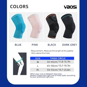 VBOSi 9977 Rodillera de compresión de punto 3D con almohadilla de gel de silicona y estabilizadores laterales <span class=keywords><strong>para</strong></span> gimnasio y voleibol, que ayudan a <span class=keywords><strong>evitar</strong></span> el <span class=keywords><strong>dolor</strong></span> de rodilla y a mejorar la movilidad. - Product Image 4