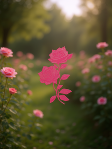 T-Shirt da Donna per San Valentino con Collo Tondo, Motivo Rosa Rosa, Stile Romantico Casual, 100% Cotone Jersey, Primavera Estate - Product Image 2