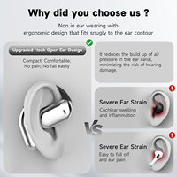 Écouteurs TWS Sportifs avec Affichage LED de la Batterie, Oreillettes à Clip d'Oreille, Appels Audio et Vidéo sans Fil BT, Casque ENC Hifi
