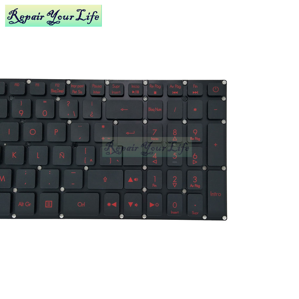 Tastiera di ricambio per Acer Nitro 5 AN515-53 AN515-52 AN515-53-52FA AN515- 51, AN515-42 AN515-41 AN515-41-19HM Series Nero rosso con retroilluminazione