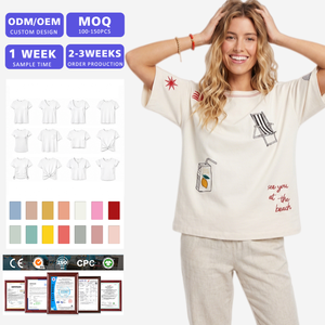 T-shirt graphique surdimensionné pour femme avec logo personnalisé, 100% coton, tee-shirt imprimé décontracté, fabricant OEM ODM en gros - Product Image 1