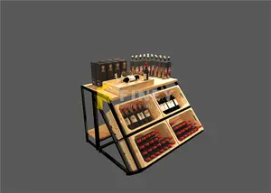 Wood Stand Rack Metal Wood Wall Mounted Wine Bottle Rack Free Standing Floor Gondola Counters For Liquor Store Customized Liquor Store Shelves