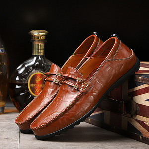Chaussures plates en cuir décontractées pour hommes de haute qualité, <span class=keywords><strong>marque</strong></span> de mode, mocassins formels, chaussures habillées, chaussures à enfiler - Product Image 4