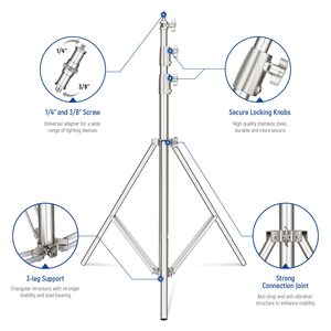 <span class=keywords><strong>NEEWER</strong></span> Soporte de Luz de Acero Inoxidable de 9.2 pies/2.8 m, Trípode de Fotografía Resistente con Adaptador de Tornillo Universal de 1/4 a 3/8 - Product Image 5