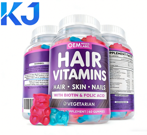 Gummies de vitamines capillaires à marque privée avec <span class=keywords><strong>biotine</strong></span> et acide folique, supplément végétarien pour cheveux, peau et ongles pour femmes et hommes |   OEM ODM - Product Image 1