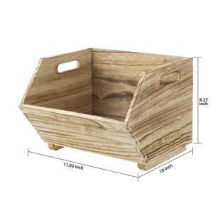 Ensemble de <span class=keywords><strong>2</strong></span> bacs de rangement empilables en bois naturel pour adultes pour maisons et jardins Boîte de rangement en bois pour livres et collations - Product Image 3