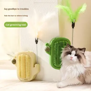 선인장 모양 고양이 실내 벽 모서리 헤어 브러시 고양이 틱클러 벨과 선인장 막대 포함 셀프 틱클링 장난감 - Product Image 2