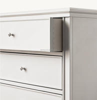 Commode large de luxe antique française en bois à 6 tiroirs, table de toilette, meuble de chambre à coucher