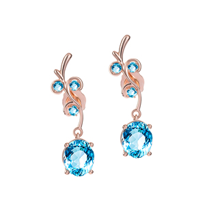 BeGems Pure Soul 14K/18K italien or Rose topaze bijoux de luxe boucles d'oreilles cadeau de luxe pour les femmes - Product Image 2