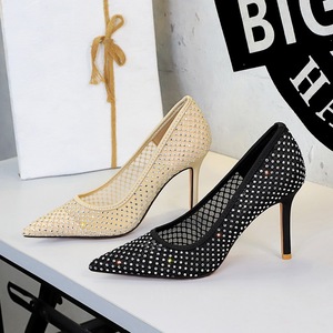 Zapatos de Vestir de Lujo con Punta en Pico y Malla de Pedrería para Mujer, Elegantes Tacones Altos - Product Image 3