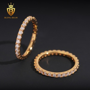 새로운 디자인 아이스 아웃 골드 도금 힙합 반지 925 스털링 실버 남성용 완전 Moissanite 맞춤 반지 - Product Image 6