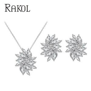 RAKOL SP315 chino proveedor de joyas de RAKOL marca de lujo de flor de cristal colgante, collar, pendiente de Zircon de dos piezas conjunto de joyas - Product Image 2