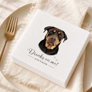 Custom Dog Cocktail Napkins <strong>Wedding</strong> Personalized Pet Portrait Napkins for <strong>Wedding</strong> Bar Decor - Product Image 5