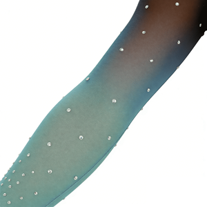 Vennystyle Schwarz & Türkis Spandex Gymnastikanzug für Mädchen mit Langen Netzärmeln und Strass-Verzierung Dehnbares Performance-Outfit - Product Image 5