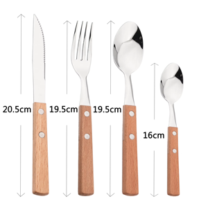 Retro Eco Friendly Stainless Steel 304 Wood Handle Cutlery <b>Set</b> Premium Flatware With Wooden Handle Wholesale - Product Image 6