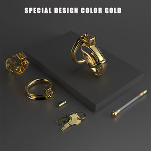 Gabbia di Castità in Metallo Dorato SEVANDA, Giocattoli Sessuali per Uomini, Lucchetto per Pene, Attrezzatura per Bondage per Giochi Erotici - Product Image 3