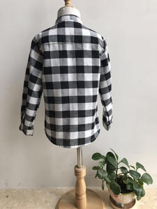 Chemises classiques à <span class=keywords><strong>carreaux</strong></span> noirs <span class=keywords><strong>et</strong></span> blancs à manches longues pour garçons, design personnalisé, en lin/coton, vêtements d'été pour enfants, échantillon - Product Image 2
