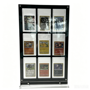Custom Color Acrylic 9-Slot Trading Card Display Frame Vertical <b>Desktop</b> <b>Stand</b> for Graded Slabs - Product Image 1