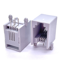 Soulin Rj11 5501-4P4C Conector de teléfono de perfil bajo gris Conector RJ11 Toma de señal de teléfono de 90 grados