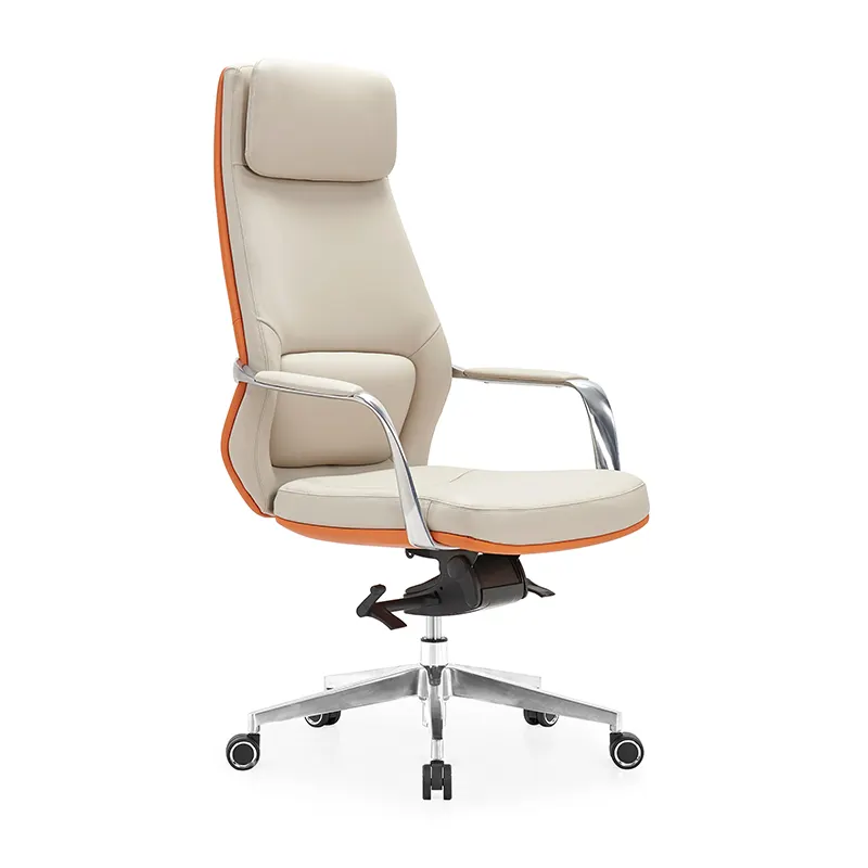 Hot Sales Baas Stoel Eenvoudige Moderne Comfortabele Lange Zitten Luxe Oranje Lederen Bureaustoel