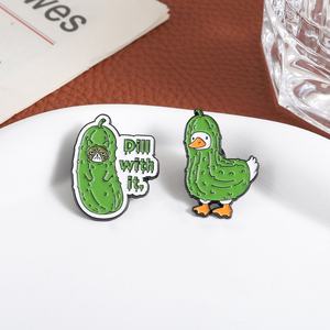 Broche de animales y plantas bonitos, diseño de pepino amargo y pato, pintado, para insignias de boda, accesorios de ropa, pin de cuello, venta al por mayor - Product Image 4