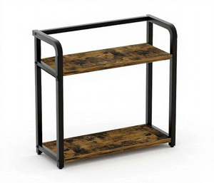 2 Tier Metal Kitchen Countertop Storage Rack Organizer with Wooden Shelves Multi Purpose <b>Spice</b> Rack Seasoning <b>Jar</b> Holder cabinet - Product Image 3