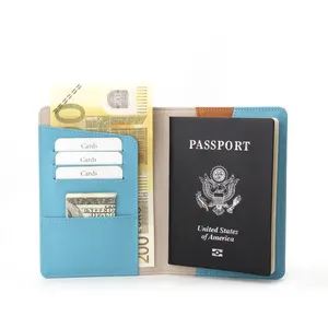 修身旅行证件组织者钱包定制 RFID 封锁 PU 皮革护照持有人封面