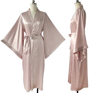 יוקרה אלגנטי משי סאטן סאטן בתוספת גודל חלוק שרוול פתוח גלימות מלא לנשימה כלה כלה שמלת כלה כלה - Product Image 2