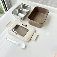 LFS Boîte à Repas Rectangle Personnalisée Sans BPA pour Enfants, Boîte Bento Scolaire avec Bouteille d'Eau en Plastique