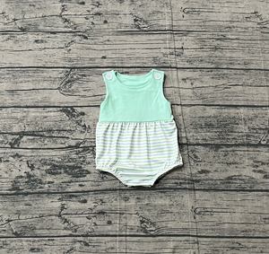 Combinaison à volants pour bébé fille, couleur menthe, rayée, printemps-automne, 95% coton, 5% élasthanne, tissu peigné 200-220 g/m², fermeture éclair cachée - Product Image 3