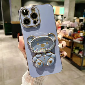 Funda Protectora para Teléfono con Soporte Plegable de Oso de Arena Movediza Galvanizada, Novedad de 2025, para iPhone 14 Pro Max - Product Image 6