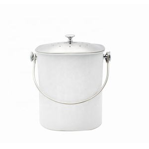 painting kitchen compost pail stainless steel counter food waste composter worn compost bin