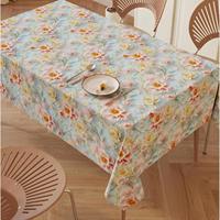 Nappe Rectangulaire Imprimée Fleurs Romantiques en PVC Imperméable, Taille Personnalisée, Anti-Plis, Écologique pour Usage Domestique